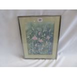 Original Batik painting "Aquilegia and Cow Parsley" - Marie Therese King ( signed )