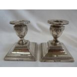 Pair silver dwarf candlesticks - Sheffield 1904