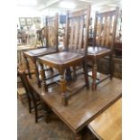 1940's Oak draw-leaf table and 6 chairs