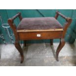 Edwardian mahogany piano stool (and sheet music)