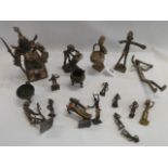 Box of African cast metal figures