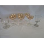 Set 6 Lustre champagne glasses and 19thC rummers (8)