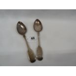 Pair silver dessert spoons - London 1843 ( 2.