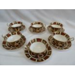 Set 6 Royal Crown Derby Imari 1128 tea cups and saucers (second quality)