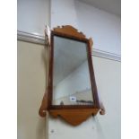 19thC Beech and mahogany frame mirror