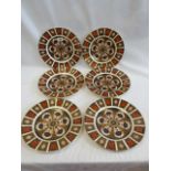 Set 6 Royal Crown Derby Imari 1128 plates (27cm) (second quality)