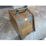 Victorian brass mounted oak coal box