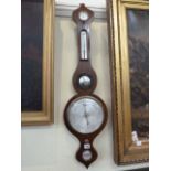 19thC mahogany cased wheel onion top barometer