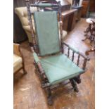 19thC mahogany galleried American rocking chair