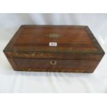 Victorian brass inlaid rosewood writing box