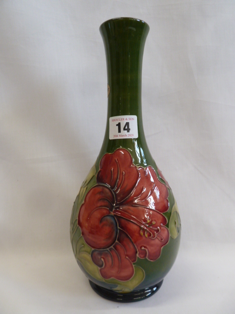 Moorcroft Hibiscus stem vase No 50/200 (27.