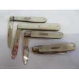 Mother of pearl silver bladed fruit knives and another (4)