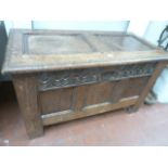 18thC Oak carved panel coffer