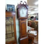 18th/19thC Eight day painted face oak longcase clock