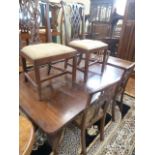 Victorian mahogany telescopic dining table on cabriole pad feet legs with 6 chairs