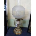 Victorian brass base oil lamp - Wright & Butler