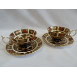 Pair Royal Crown Derby Imari 1128 tea cups and saucers (1973/4)