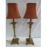Pair of cast palm tree column table lamps - Widdop Bingham & Co