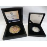 Battle of Britain gold plated 75th Anniversary Five Crowns coin and silver proof Tower of London £5