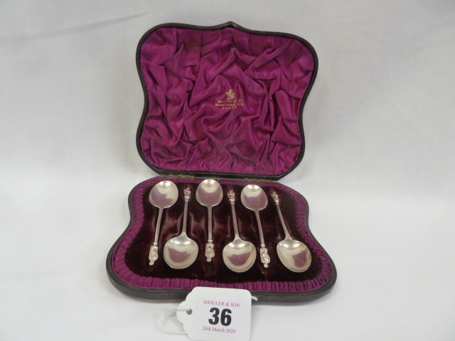 Cased set 6 silver Apostle teaspoons - London 1891 ( approx 2 ozt )