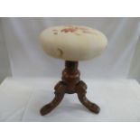 Victorian re-upholstered mahogany revolving dressing stool