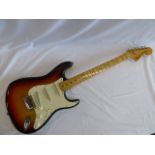 Fender Stratocaster Sunburst electric guitar c1975 (No 660428) Dallas Music Ind Fuzz Pedal
