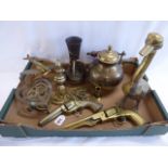 Heavy brass ornamental pistols, Spitfire, horse brasses,