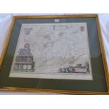 Double sided frame map of Leicestershire - Blaeu
