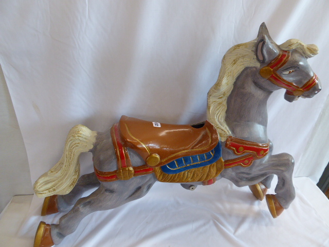 Mid 20thC cast alloy carousel horse approx 27" high x 36" long - Image 2 of 3