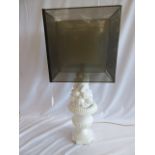 Italian glazed pottery Fruit Bowl table lamp with shade