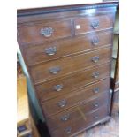 Early 20thC mahogany Georgian style 8 drawer tallboy chest