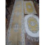 Yellow ground chinese rugs and runner (3)