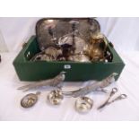 Silver plated tea set, trays, candelabra,