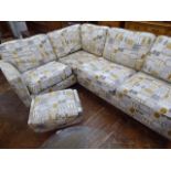 Harveys corner sofa upholstered in retro 60's style fabric