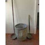 Galvanised dolly tub and long handled scoops