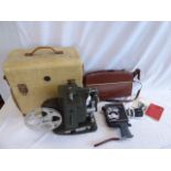 Bolex K2 cine camera in leather case and Bolex M8 projector in case