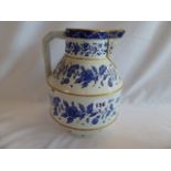 Mid 19thC Worcester gilded blue and white floral pattern gallon jug (staple repair)