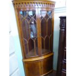 Yew Regency style corner display cabinet