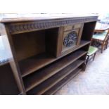 1940's Oak office bookcase with drop down writing shelf