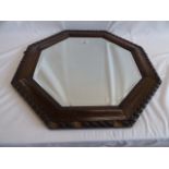 Oak framed octagonal bevel edge mirror