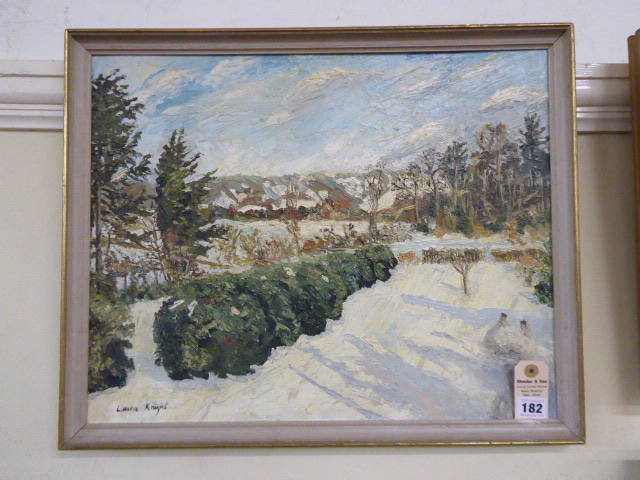 Oil on canvas snowy landscape - Dame Laura Knight