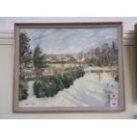 Oil on canvas snowy landscape - Dame Laura Knight