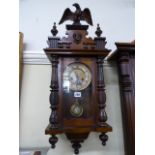 Victorian mahogany Vienna wall clock with eagle surmount