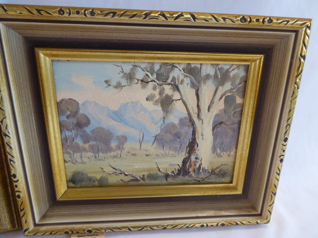 Small oil on board - Blue Mountains - Norma Kett and Yachting scene - P Burton (2) - Image 2 of 5