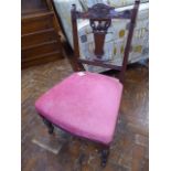 Victorian mahogany pink velvet seated nursing chair