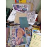 2 Boxes books and ephemera - theatre programmes, travel guides,