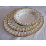 Spode Fleur De Leys gold oval meat plates and vegetable dishes (4)