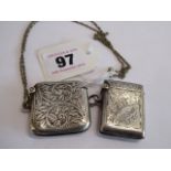 Silver vesta cases B'ham 1907 ( engraved Cpl JJ Sparks RTMC ) and B'ham 1911 (2)