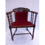 19thC mahogany twist column tub chair