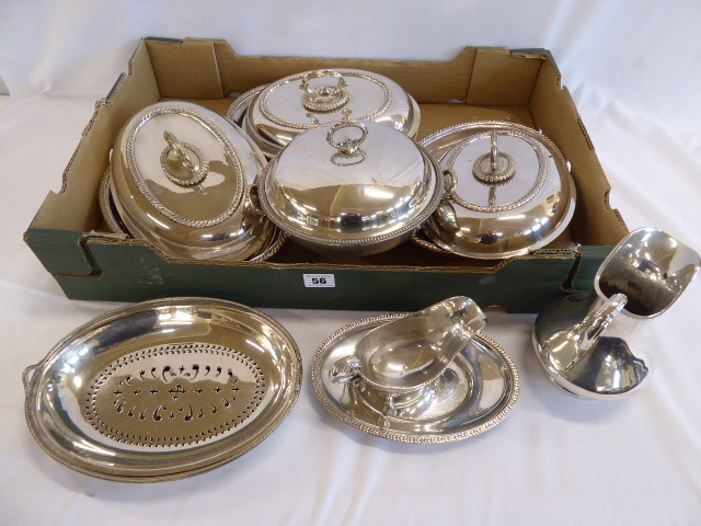 Silver plated gadrooned edge vegetable tureens,